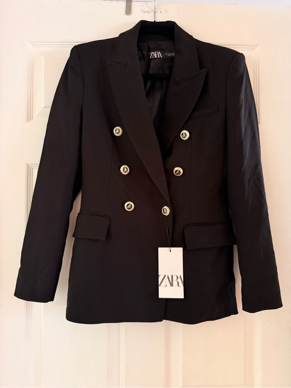 NEW! Zara - Tailored Double Breasted Blazer - Black - Size S